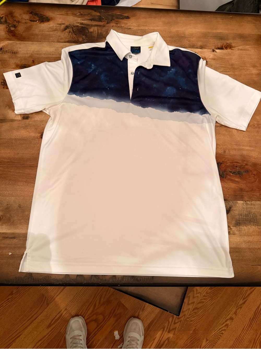 Greg Norman Collection White Polo with Navy Ombre Yoke